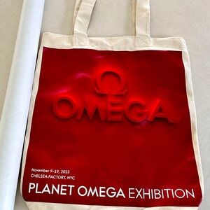 NEW LIMITED EDITION OMEGA TOTE BAG FROM PLANET OMEGA EXHIBITION NYC AND POSTER